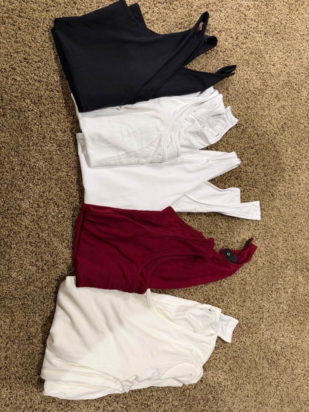 Bodysuit Bundle in Black, White, and Burgundy - size medium